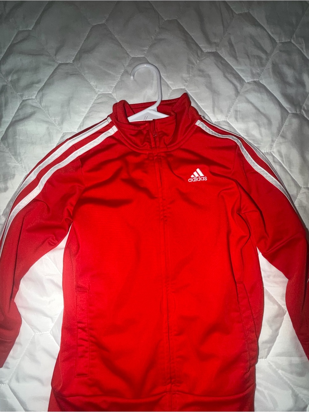 adidas Red Zip Hoodie with White Logo kids LIKE NEW